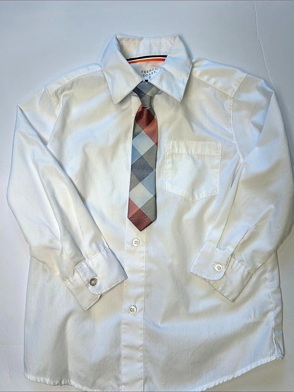 French Toast Boys Long Sleeve Button Down Shirt with Tie | 5T